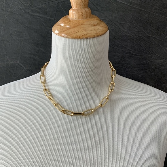 Plated Paperclip Linked Chain Necklace - Picture 2 of 5